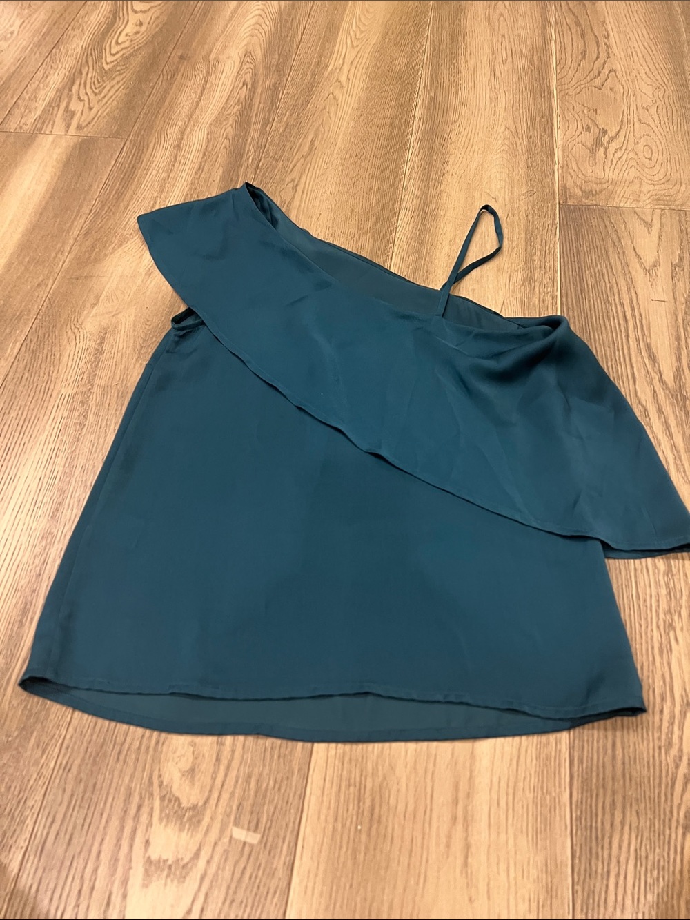Leith Teal One-Shoulder Ruffle Top - Picture 2 of 4